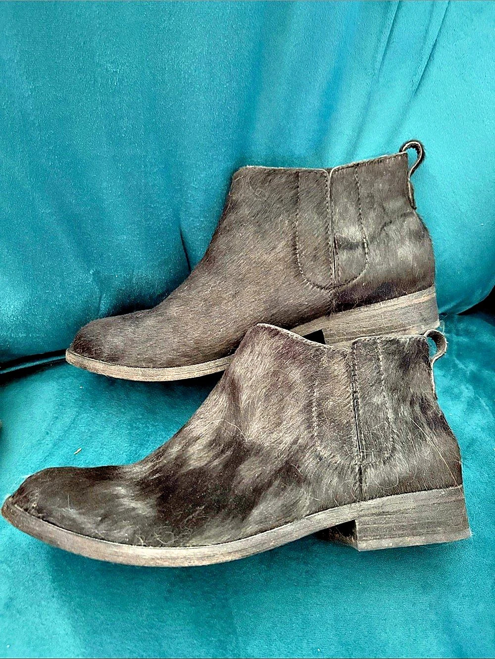 Kork Ease genuine Leather and cow hide Chelsea Ankle Boots Black US 8.5
